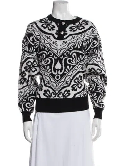 Pre-owned Obermeyer Wool Printed Sweater In Black