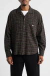 Obey Adams Plaid Long Sleeve Flannel Long Sleeve Camp Shirt In Gray
