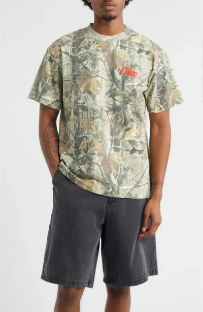 Obey Airbrushed Rose Logo Camouflage T-shirt In Multi