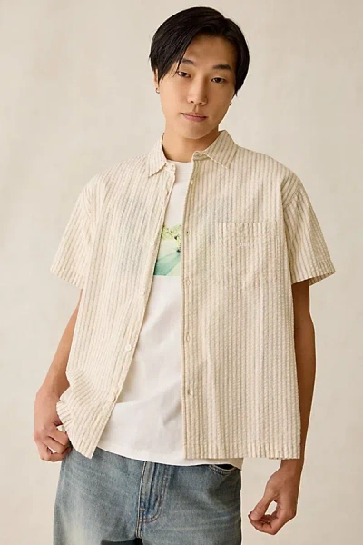 Obey Alan Woven Button-down Shirt Top In Ivory, Men's At Urban Outfitters In Neutral