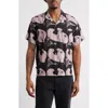 Obey Ambre Abstract Print Camp Shirt In Black