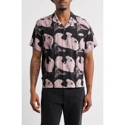 Obey Ambre Abstract Print Camp Shirt In Black