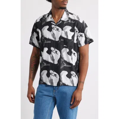 Obey Ambre Abstract Print Camp Shirt In Black