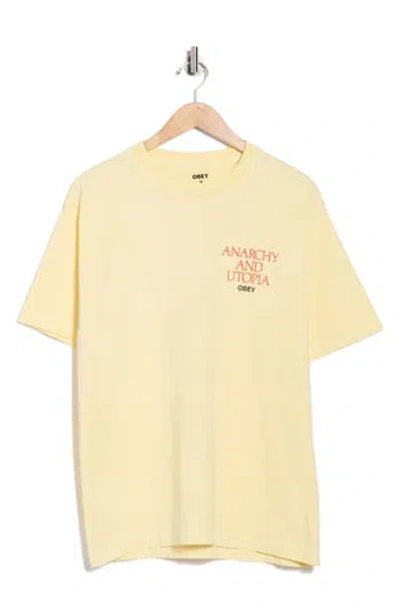 Obey Anarchy & Utopia Graphic T-shirt In Yellow