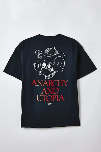 Obey Anarchy & Utopia Graphic Tee In Black, Men's At Urban Outfitters