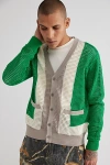 OBEY ANDERSON '60S CARDIGAN IN GREEN, MEN'S AT URBAN OUTFITTERS