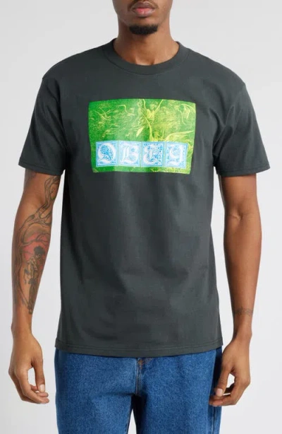 Obey Angels Cotton Graphic T-shirt In Vintage Black