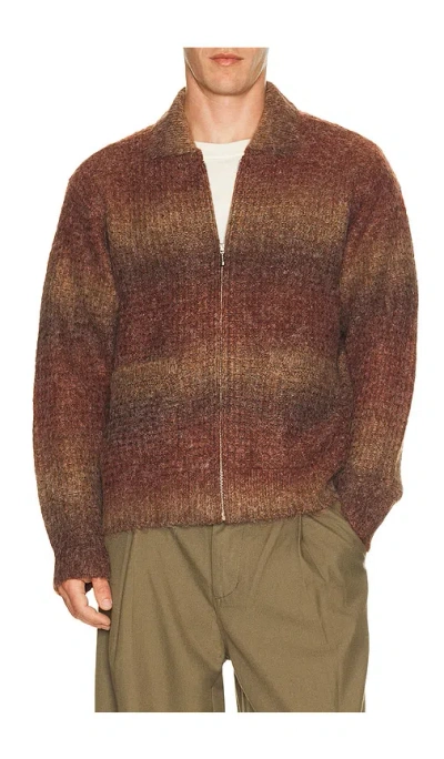 Obey Anton Gradient Cardigan In Brown