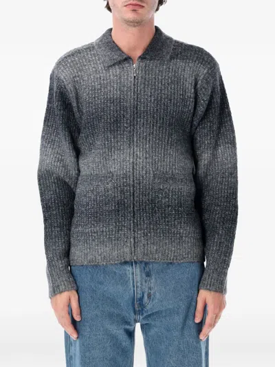 Obey Anton Gradient-effect Zip-up Sweater In Grey