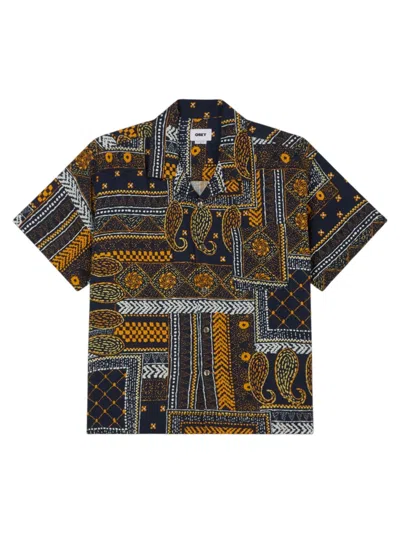 Obey Archie Cuban Shirt Short Sleeves - Navy Multi