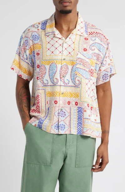 Obey Archie Short Sleeve Button-up Shirt In Cream Multi