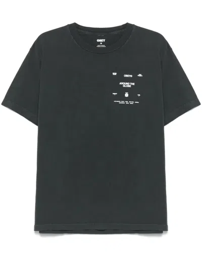 Obey Around The Globe T-shirt In 灰色