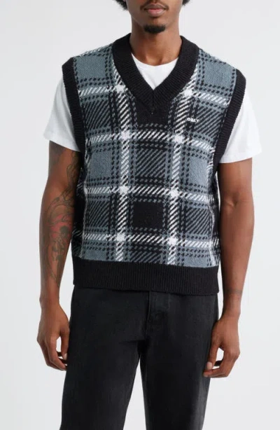 Obey Avon Plaid Sweater Vest In Black