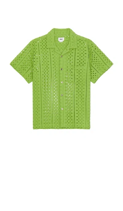 Obey Ayers Woven Eyelet Shirt In Green