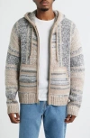 Obey Baja Zip Hooded Cardigan In Burgundy