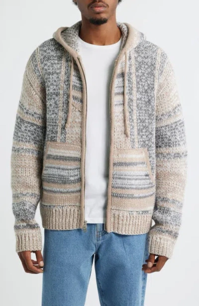 Obey Baja Zip Hooded Cardigan In Burgundy