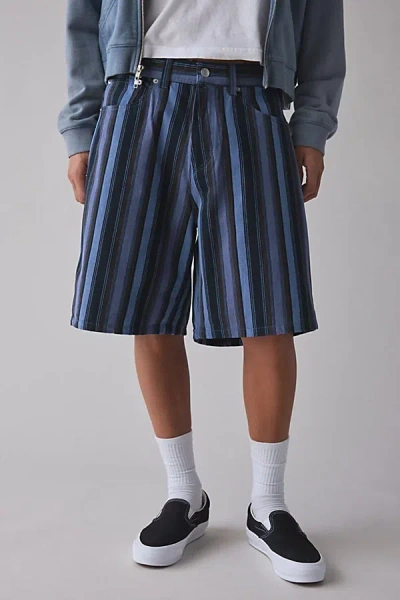 Obey Beach Stripe Baggy Denim Short In Black Stripes, Men's At Urban Outfitters