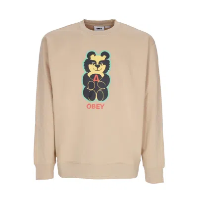 Obey Bear Icon Premium Crew Fleece Oat Milk Men's Crewneck Sweatshirt