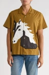 Obey Beau Horse Short Sleeve Shirt In Brown