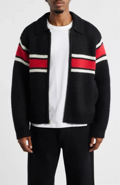 Obey Bernard Zip Cardigan In Black