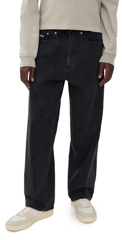 Obey Bigwig Baggy Denim Pants Washed Black