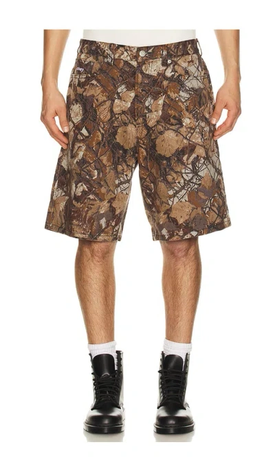 Obey Bigwig Baggy Denim Short In Brown