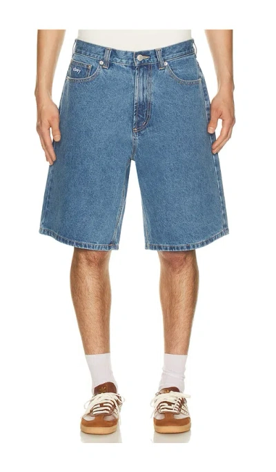 Obey Bigwig Baggy Denim Short In Blue