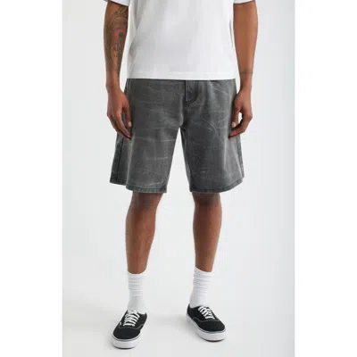 Obey Bigwig Baggy Denim Shorts In Gray