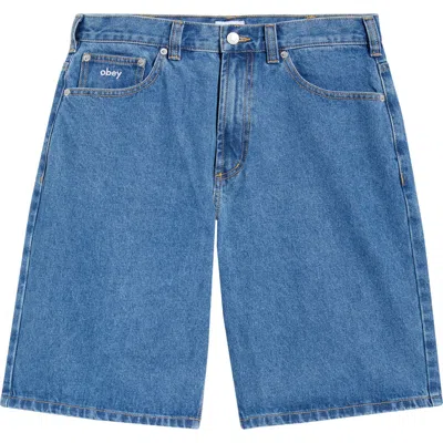 Obey Bigwig Baggy Denim Shorts In Blue