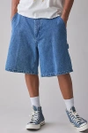 Obey Bigwig Baggy Fit Denim Carpenter Short In Light Indigo, Men's At Urban Outfitters In Light Indigo