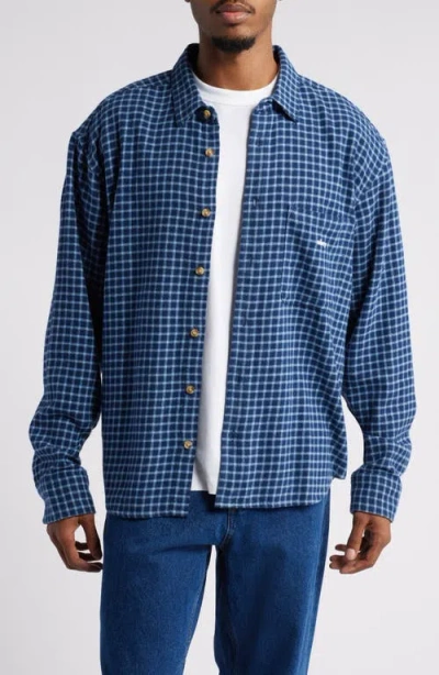 Obey Bigwig Barry Check Flannel Button-up Shirt In Academy Navy Multi