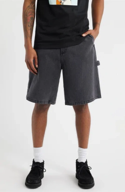 Obey Bigwig Denim Carpenter Shorts In Gray