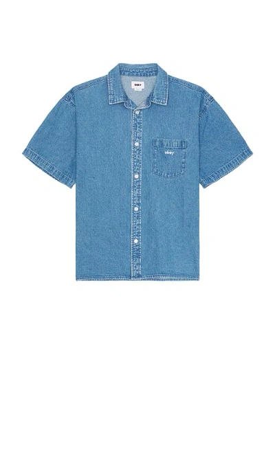 Obey Bigwig Denim Shirt In Blue