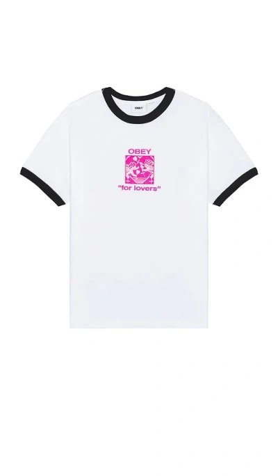 Obey Bigwig For Lovers Ringer Tee In 混白色