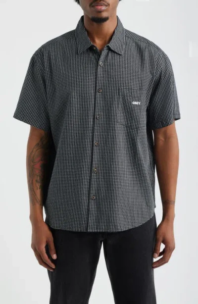 Obey Bigwig Frank Check Short Sleeve Button-up Shirt In Multi