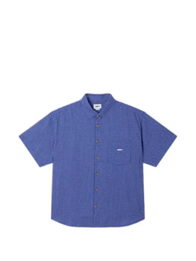 Obey Bigwig Frank Gingham Short-sleeve Shirt In Blue