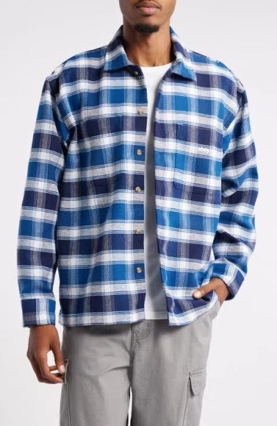 Obey Bigwig Hugo Check Cotton Flannel Button-up Shirt In Academy Navy Multi