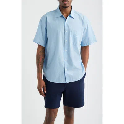Obey Bigwig Jamie Stripe Short Sleeve Button-up Shirt In Blue