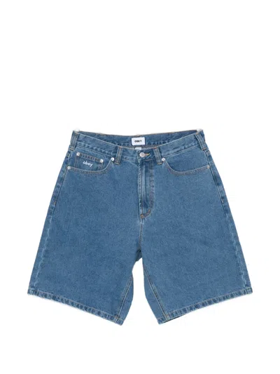 Obey Bigwig Logo-embroidered Shorts In Blue