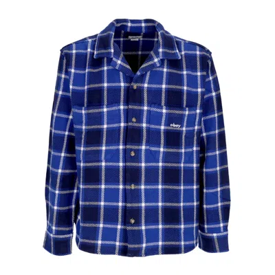 Obey Bigwig Men's Long Sleeve Shirt Plaid Woven L/s Surf Blue Multi