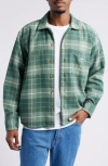 Obey Bigwig Simon Plaid Long Sleeve Flannel Camp Shirt In Lily Pad Multi