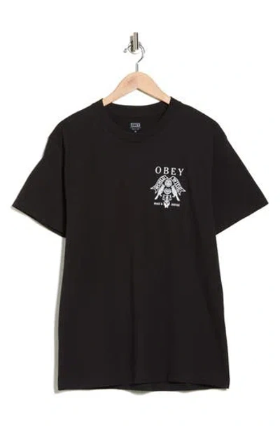 Obey Birds Of Justice Cotton Graphic T-shirt In Black