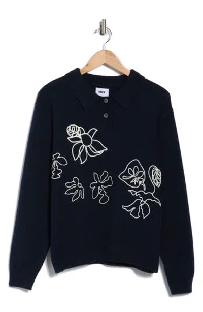 Obey Bloom Polo Sweater In Blue