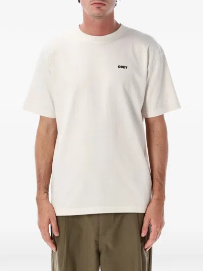 Obey Bold Icon Face Pigment Logo-print T-shirt In Neutral
