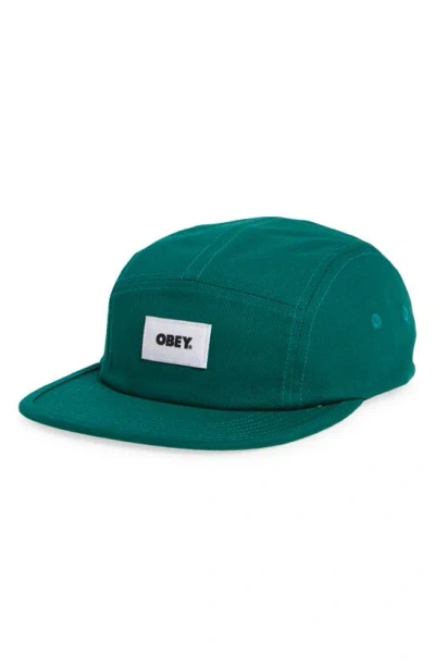 Obey Bold Label Five-panel Organic Cotton Hat In Green