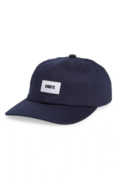 Obey Bold Label Organic Cotton Baseball Cap In Academy Navy