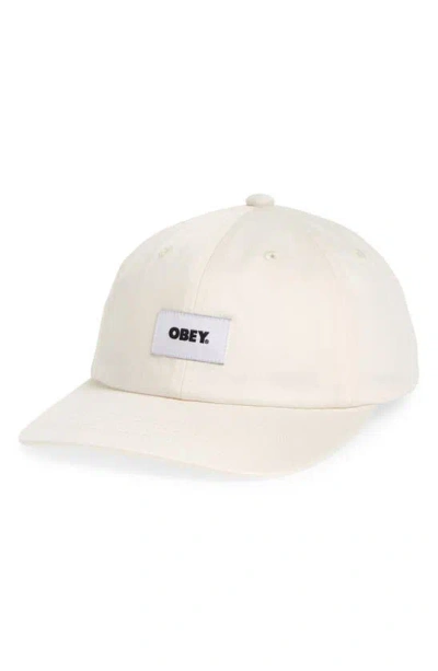 Obey Bold Label Organic Cotton Baseball Cap In Unbleached