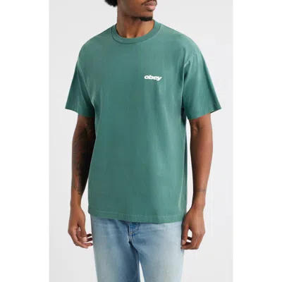 Obey Bounce Cotton Graphic T-shirt In Green