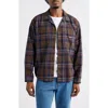 Obey Bradley Plaid Long Sleeve Flannel Camp Shirt In Brown