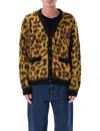 Obey Mens Patron Leopard-pattern Brushed Wool-blend Cardigan In Brown